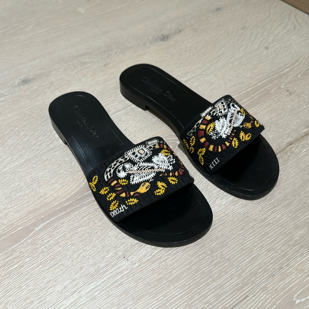 Christian Dior Black Beaded Judgement slides. Size 40